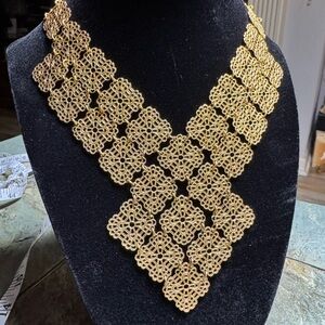 Elegant Gold Toned Statement Necklace